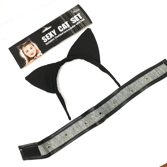 Sexy Cat Ears & Collar Faux Leather Set Discontinued NWT NOS - Picture 5 of 7
